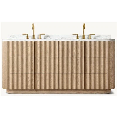 モダンなバスルームオークウッドバニティ